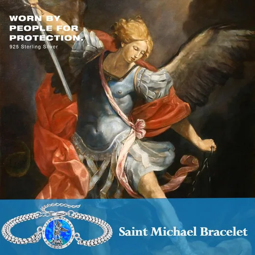 Miniatura 46 de Pulsera unisex de San Miguel/Cristóbal/Benedicto/Jude/José/Guadalupe/Ángel de la Guarda/Santa Muerte Pulsera de plata de ley 925 con cadena de doble