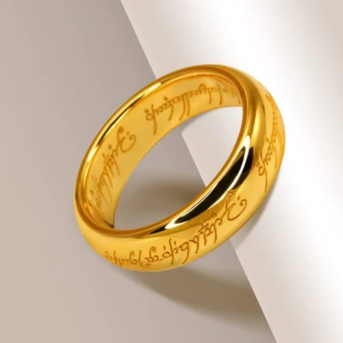 Miniatura 8 de Anillo grabado de oro de 0.276 in para hombres, mujeres y niños, anillo para gobernarlos a todos, anillo de lotería