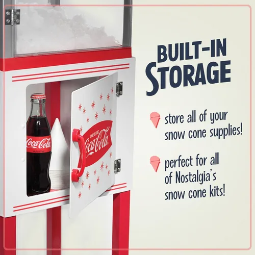Miniatura 3 de Nostalgia Coca-Cola - Carrito de conos de nieve de 48 pulgadas de alto, hace 48 golosinas heladas, incluye pala de metal, compartimento