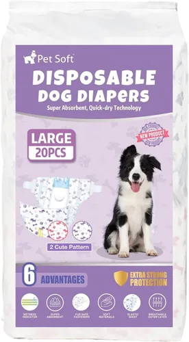 Miniatura 7 de Pet Soft Pañales desechables para perras - Pañales para perros con indicador de humedad, pañales súper absorbentes para cachorros y gatos, aptos