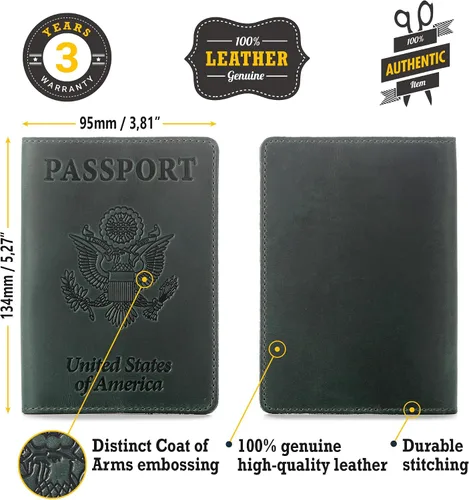 Miniatura 3 de funda para pasaporte unisex, Verde (Green Vintage)), 641171659699