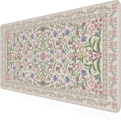 Miniatura 21 de iCasso Alfombrilla de mouse estética pequeña con diseño floral, mini alfombrilla de mouse portátil rosa, antideslizante y cómoda, de tela para mouse