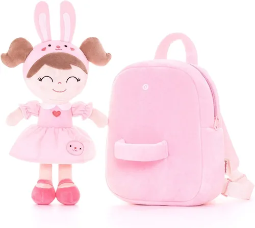 Miniatura 3 de Gloveleya Mochila de peluche para niños pequeños con juguetes de conejo de peluche, rosa