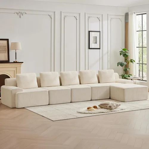 Miniatura 23 de Modular Sectional Sofa with Movable Ottoman, 1 Seat Deep Seat Couch with 1 Pillow, Comfy Cloud Sectional Sofa for Living Room, Bedroom and Apartment
