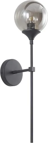 KCO Lighting - Moderna lámpara de pared con globo de vidrio gris ahumado, aplique de pared negro mate delgado, lámpara de pared industrial vintage