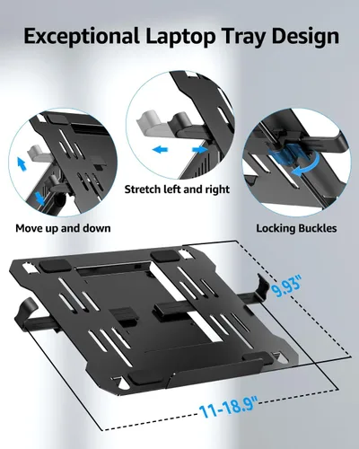 Miniatura 6 de MOUNTUP Soporte de pared para laptop, soporte ajustable para laptop de máximo 17" notebook o monitor máximo de 32", soporte de pared para laptop