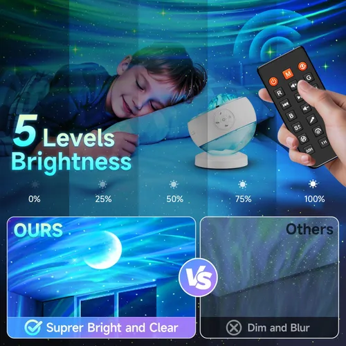 Miniatura 7 de Iceberg - Proyector de luces del norte, proyector de galaxia blanca con altavoz Bluetooth y 15 ruidos blancos, luz Aurora con base desmontable, más