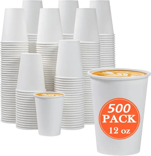 Miniatura 9 de Lamosi Paquete de 300 vasos de papel de 8 onzas, tazas de café desechables, tazas de café de papel de 8 onzas, taza blanca para bebidas