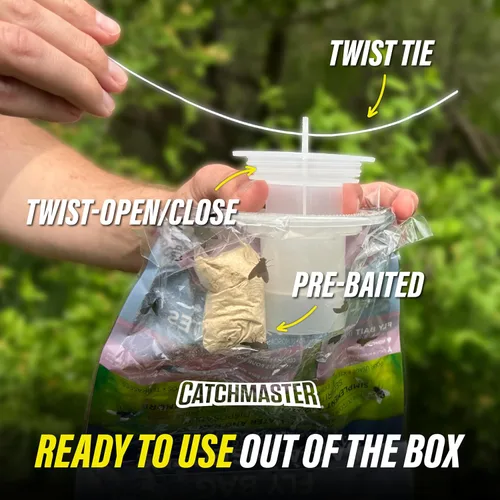 Miniatura 8 de Catchmaster 975 - Trampa para moscas desechables para exteriores Catches house, bottle & blowflies, Holds up to 30,000 flies, Food-based lure,