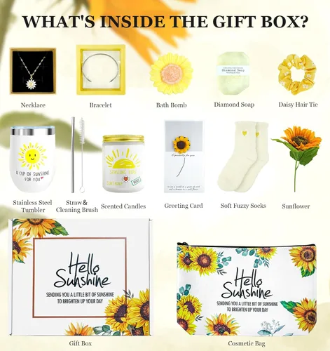 Miniatura 3 de Regalos de girasol para mujer, regalo de cumpleaños para mujeres, regalo de envío de sol, regalos de agradecimiento, paquete de cuidado, pensando