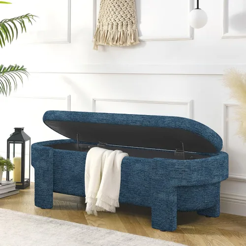 Miniatura 10 de Polibi Banco tapizado con gran espacio de almacenamiento, banco otomano de almacenamiento para el extremo de la cama, para sala de estar, entrada