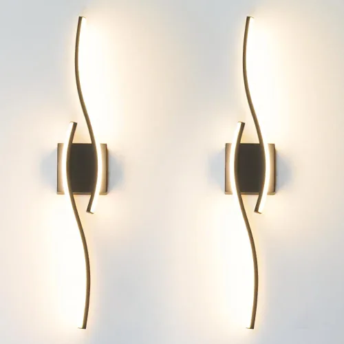 Miniatura 15 de Juego de 2 lámparas de pared enchufables modernas Daunton, luz de pared LED regulable dorada con control remoto, 3CCT ajustable y función