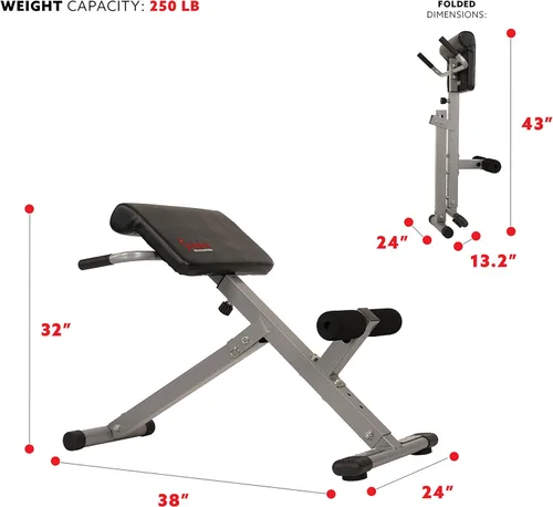 Miniatura 4 de Sunny Health & Fitness Multi-Function Roman Chair with Dip Station & Sit-Up Bench, Adjustable Heavy-Duty Strength Training Equipment for Glutes