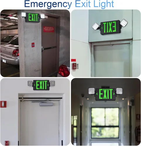 Miniatura 5 de TANLUX Letrero de salida de carcasa negra con luces de emergencia, luz LED de salida de emergencia con batería de respaldo, certificación UL, combo