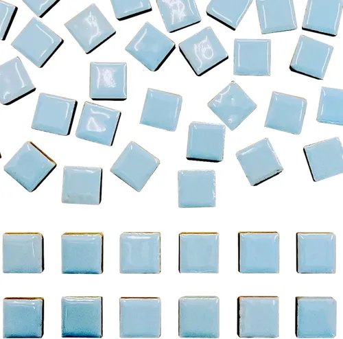 50 Piezas Azulejos de Mosaico Azul Claro para Manualidades Azulejos de Cerámica de 1 Pulgada Colores Surtidos Azulejos Cuadrados de Cerámica