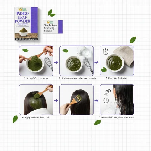 Miniatura 8 de Herbs Botanica Indigo Powder 5.3 oz (150 g) Colorante puro Indigofera Tinctoria para el cabello - Tinte negro natural para cabello y barba