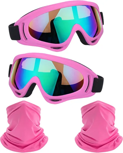 Miniatura 22 de LJDJ Gafas de motocicleta, paquete de 2 unidades, para motocross, ATV, motocross, senderismo, protección con 2 unidades de máscara bandana