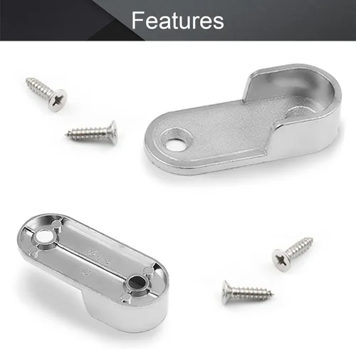 Miniatura 4 de MroMax Soporte ovalado de aleación de zinc para barra de armario, soporte de brida para barra de armario, diámetro interior de 0.630 in, paquete