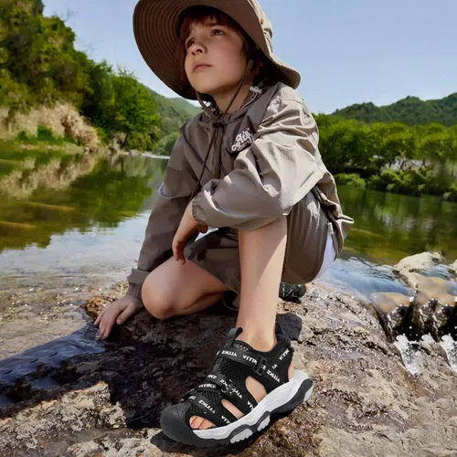 Miniatura 26 de JMFCHI Sandalias deportivas de verano para niños y niñas, sandalias de punta cerrada para exteriores, zapatos atléticos para agua, sandalias