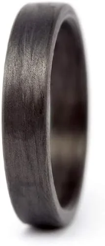 Miniatura 2 de Women's carbon fiber ring. Modern black flat wedding band. Water resistant, very durable and hypoallergenic. (00101_4N)