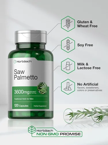 Miniatura 9 de Horbäach Saw Palmetto Extract 120 cápsulas Fórmula sin OMG y sin gluten de Saw Palmetto Berries
