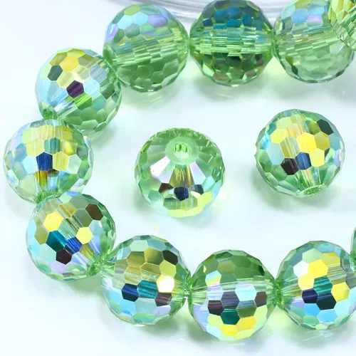 Miniatura 34 de Dowarm 150 PIEZAS Cuentas de cristal de vidrio redondas de 6 mm para hacer joyas, cuentas facetadas de cristal rondelle espaciadoras de color azul