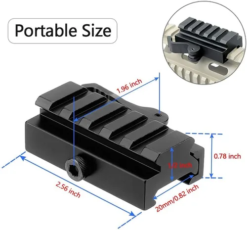 Miniatura 3 de Picatinny Rail Mount, 5 ranuras Picatinny Weaver Rail Adaptador elevador de perfil bajo con liberación rápida QD
