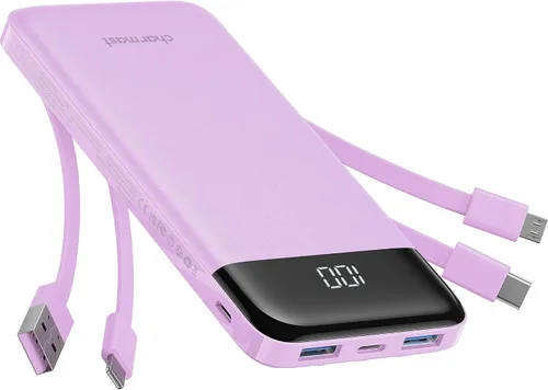 Miniatura 10 de charmast Cargador portátil de 10000 mAh, 4 cables integrados, 6 salidas/3 entradas, carga rápida de 3 A, compatible con iPhone, iPad, Samsung