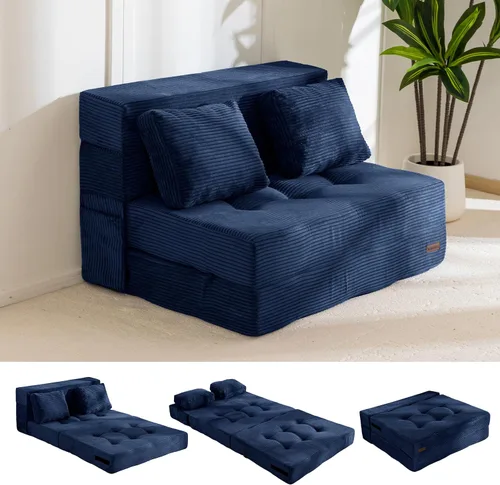 Miniatura 11 de MAXYOYO Sofá Cama Convertible, Sofá Cama Plegable con Almohada, Sofá Cama Plegable Acolchado 4 en 1, Sofá Cama de Espuma para el Piso, Silla Rosa