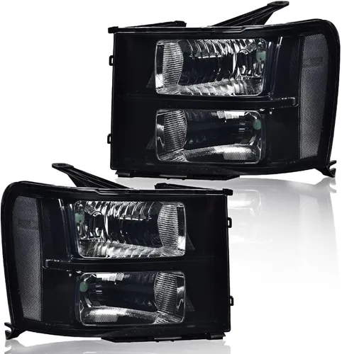 Miniatura 10 de CHEDA Faros delanteros, compatibles con GMC Sierra 1500 2500HD 3500HD 2007-2013, faros delanteros de cristal, lente transparente, carcasa negra