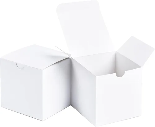 Miniatura 10 de SHIPKEY 10 cajas de regalo blancas con tapas, cajas de regalo cuadradas duraderas de 5 x 5 x 5 pulgadas, caja de regalo para bodas, Navidad