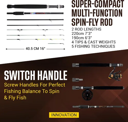 Miniatura 3 de Rigged & Ready X Series™ Travel Fishing Rods. 6 Super Compact Combos and Rods, Multi-Functional, Spinning Poles. 5 to 25 Techniques from one Rod.