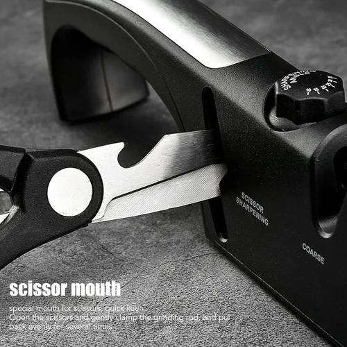 Miniatura 8 de Afilador de cuchillos de diamante, herramienta de afilado de cuchillos de 3 etapas, herramienta de molienda manual Kinfe con mango ergonómico, Negro