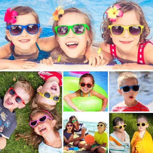 Miniatura 6 de MIAHART Gafas de sol para niños, colores neón a granel, regalos para niños y niñas, verano, playa, piscina, fiesta