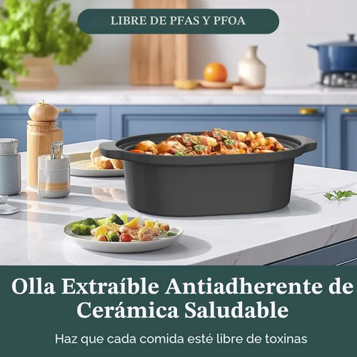 Miniatura 6 de MAGNIFIQUE Olla de Cocción Lenta Programable de 6 Cuartos con Recipiente Antiadherente Saludable Extraíble - Pequeño Electrodoméstico de Cocina