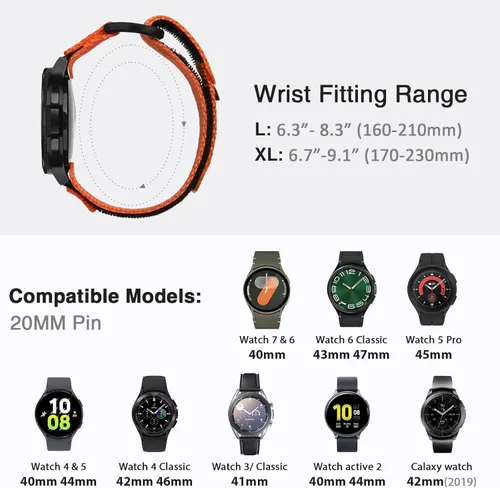 Miniatura 4 de Nereides Correa compatible con Samsung Galaxy Watch 7, 6, 5, 4, de 1.575 pulgadas, 1.732 pulgadas, Watch 6 4 Classic/Galaxy Watch 5 Pro/Galaxy Watch