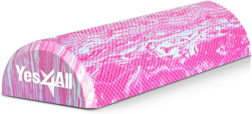Yes4All Rodillo de espuma firme de EVA para estiramiento, medio rodillo de espalda de yoga para masaje muscular para pilates, yoga, equilibrio y