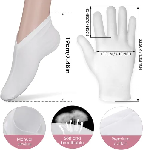 Miniatura 2 de Sibba 2 pares de guantes y calcetines hidratantes para pantalla táctil, guantes hidratantes para la hora de acostarse, curar eccema, loción