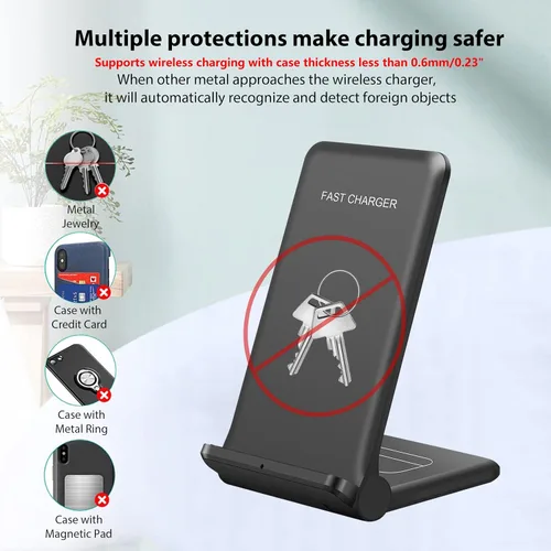 Miniatura 7 de Cargador inalámbrico 2 en 1, soporte de carga inalámbrica rápida plegable de 20 W, compatible con iPhone 17/16/16 Pro/15/14/X/AirPods, estación