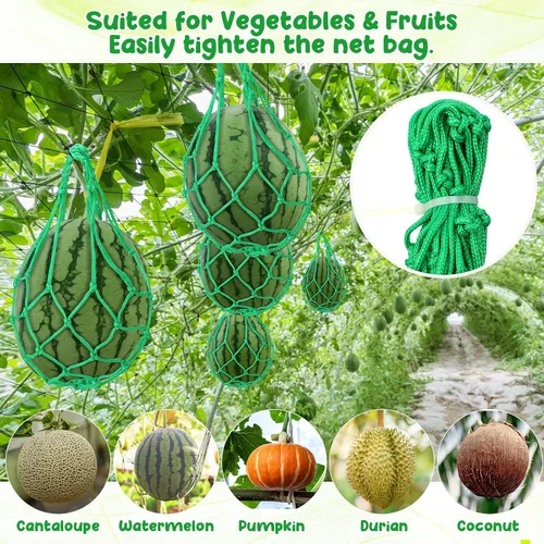 Miniatura 4 de Nuenen 6 unidades de redes para hamaca de melón para melones con bridas blancas para evitar que se caigan, bolsas de malla enrejadas para cultivo