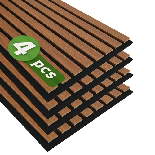 Miniatura 18 de Art3d Paquete de 4 paneles de listones de madera insonorizados de 12" x 93", paneles de pared acústicos de 31 pies cuadrados, paneles de pared 3D