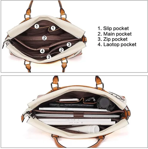 Miniatura 3 de BOSTANTEN Maletín de cuero tipo mensajero, bolsos para portátiles, bolsos para mujeres y mujeres, cartera de cuero con bloqueo RFID, pequeña