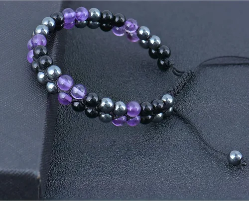 Miniatura 7 de Paquete de 2 pulseras de triple protección, obsidiana negra y hematita genuina de ojo de tigre y cuentas de hematita para hombres y mujeres, hechas