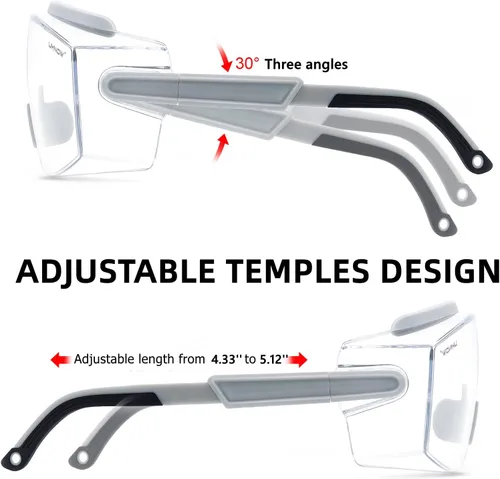 Miniatura 3 de UKNOW Anteojos de seguridad sobre lentes, gafas de seguridad antivaho protección ocular envolvente, gafas protectoras ANSI Z87.1 Gris