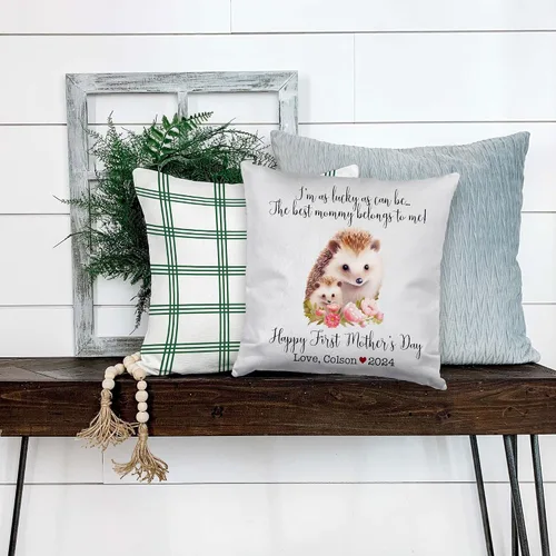 Miniatura 4 de Hedgehogs Mothers Day, First Mother's Day Custom Pillowcase, Personalized Mother's Day Pillowcase, Gift for Mom, Home Decor