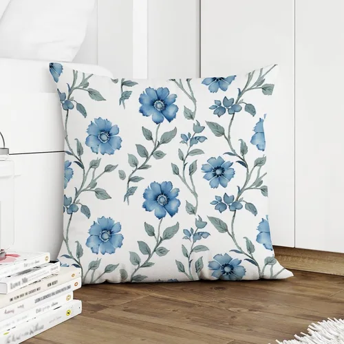 Miniatura 5 de Mughal - Funda de almohada de flor en monzón, diseño de loto azul, funda de cojín moderna, decorativa, decoración del hogar para sofá, cama