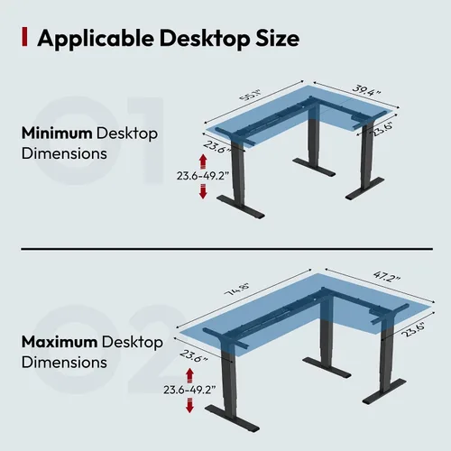 Miniatura 3 de SANODESK Electric Height Adjustable 3-Leg L Shaped Standing Desk Frame, Support up to 330lbs, Sit Stand Ergonomic L Desk Frame Only, Black