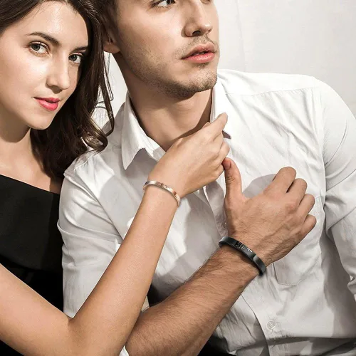Miniatura 3 de Wolentty Pulseras a juego para él y para ella, de acero inoxidable, para parejas, regalos para hombres y mujeres, Acero inoxidable, Circonita cúbica