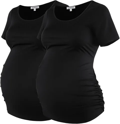Miniatura 152 de GINKANA Blusas de maternidad de manga corta, diseño floral, fruncido, casual, para mamá, para embarazo