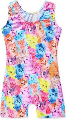 Miniatura 172 de HOZIY - Leotardos de gimnasia con pantalones cortos brillantes para niñas pequeñas; estampados de unicornio, aurora, arco iris, sirena, dinosaurio